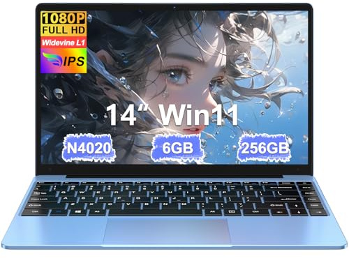 bvate PC Portatile 14 Pollici Notebook Win 11 Computer 256GB 1080P 2.4G+5G Supporta La Scheda SSD La Scheda TF Estesa, Wireless Bluetooth Mouse Wifi, Italiana Tastiera -Blu