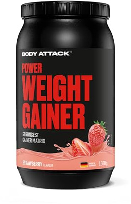 Body Attack Power Weight Gainer Strawberry, 1er Pack (1 x 1.5 kg)