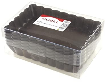 Louis Tellier 291870 Tartlet Mould, 4.75W x 0.75D, Rectangular Fluted Tartlet, Non-Stick, Removable Bottom (Box of 6)