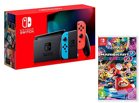 Nintendo Switch Console Rouge Néon/Bleu Néon 32Go [Nouveau modèle] + Mario Kart 8 Deluxe