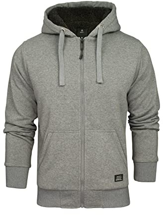 Xact Men’s Sherpa-Lined Full Zip Hoodie Jacket – Zip Up Hooded Top with Kangaroo Pocket, Regular Fit Winter Layer