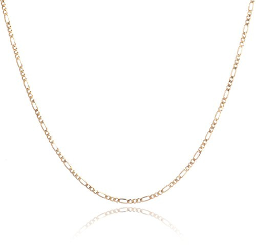 PRINS JEWELS Flache Figarokette 14 Karat 585 Gold 2.2 mm (50) | Flache Figarokette aus echtem 14 Karat 585 Gelbgold 2.2 mm breit in Italien gefertigt für Damen und Herren