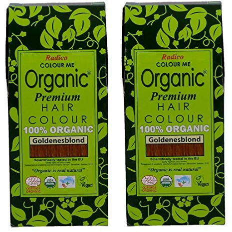 Radico Colour Me Organic - Colorante per capelli vegetali (biologico, vegano, cosmetico naturale), confezione da 2, colore: Oro