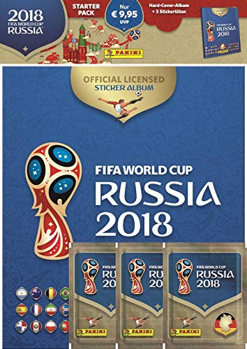 Panini 709951 FIFA World Cup Russia 2018 Raccolta Sticker Starter Set, Hard Cover Album e 3 Booster