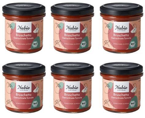 NABIO Mediterraner Aufstrich Bruschetta Getrocknete Tomate vegan (6 x 135g)