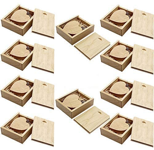 A Plus+ 10 Stück Ahorn USB Stick 16GB Holz Herz USB Flash Laufwerke Speicherstick mit Holzbox