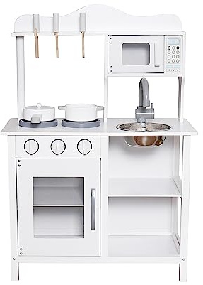Kids Wooden Kitchen Set Pretend Play Toys Cooking Chef Birthday Xmas Gift UK HYGRAD® (White)