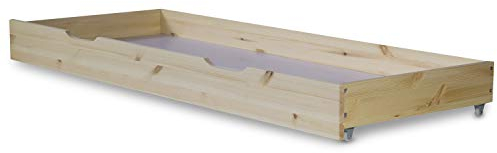 Homestyle4u 1910, Bettkasten Holz Aufbewahrung mit Rollen, Bett Schublade Bettauszug Natur