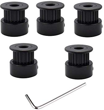 5 x schwarze GT2 Riemenscheibe 20T 5 mm Bohrung für Creality Ender-3/3S CR-10 CR-10S 3D-Drucker Teile 6 mm Breite Riemen 20 Zähne 2GT Schrittmotor-Riemenscheiben