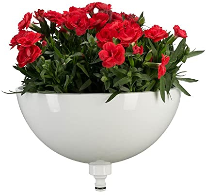 Gardena ClickUp! Pflanzschale: Großes Pflanzgefäß für Frühlings- und Sommerpflanzen, 25 cm, frostsicher, sichere Bodenfixierung, Weiss (11320-20)