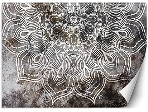 Vliestapete - Tapete 368x254 - Fototapete 3d Effekt - Wanddekoration fur Wohnzimmer - Wandtapete Einfach zu Montieren - Muster Mandala Ornament