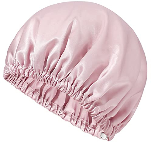 Mommesilk Schlafmütze aus Seide für Damen, 22 Momme, verstellbar, elastisch, reine Maulbeerseide, Schlafhaube für Haarmützen