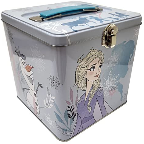The Tin Box Company Disney Frozen Stack Store and Carry Tin. Stackable Tin Box with Handle,Blue and White XL