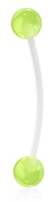 Paula & Fritz® Bauch-nabelpiercing Schwangerschafts-Piercing Nacht-Leuchtend Bio Flexibler Stab Bauch-Piercing Set Blau Weiß Grün Nabel-Piercing Boy Girl