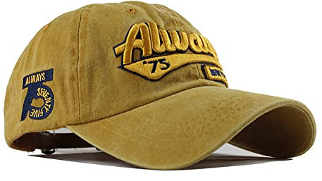 YULOONG Vintage Baseballmütze Baumwolle Sonnenhut Modestickerei Always New York City Sommer Outdoor Cap Unisex Gelb