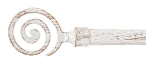 DAMDAM GO - Barra de Cortina Extensible de Metal Blanca Minimalista para Dormitorio Vintage de 120-210 cm - Círculo