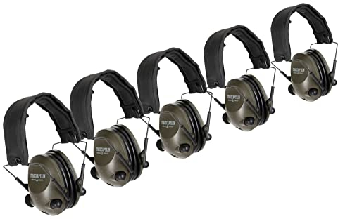 Stagecaptain ContraNoise CN-29GN Aktiv-Gehörschutz Kopfhörer 5x Set - Kapselgehörschützer mit “Active-Volume-System” - Reduziert um 25dB - Perfekt für Jagd, Schießsport und Böllerschützen - Grün