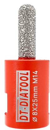 DT-DIATOOL Diamant Mörser Hackbohrer für Ziegelgelenke Stein Mauerwerk Granit Durchmesser 8x25mm, M14 Gewindefräser-Bit