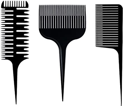 3 Pcs Anti-static Professional Black Pintail Comb - Sectioning & Highlight Comb for Mottling Coloring Styling - Women & Men