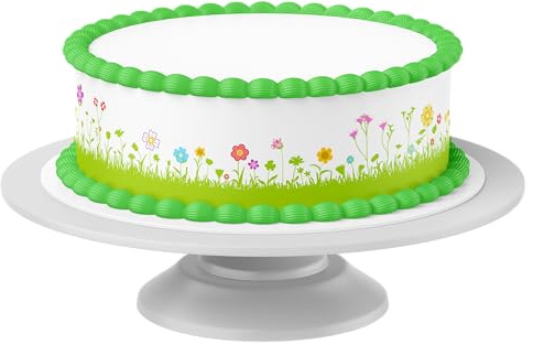 Tortenband Blumenwiese 2 essbar - 4 Stück á 24cm x 5cm passend für Torten bis 30 cm zum mitessen - kreative Dekoration für Torten