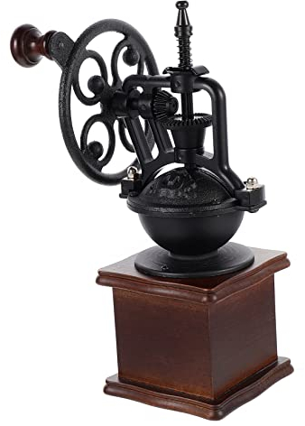 LIFKOME Moulin à Café Manuel Vintage Mini Rétro En Métal Pour Grains De Café De Bureau Portable Compact Couleur Brun Foncé