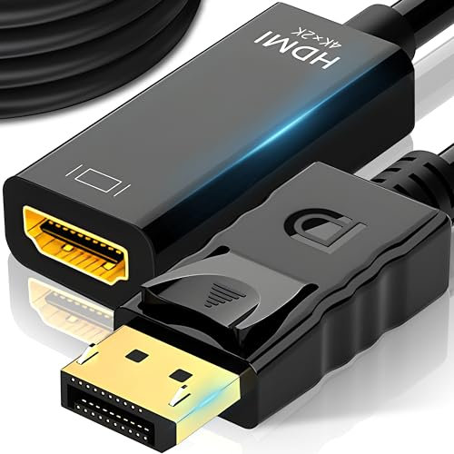Retoo Adattatore DisplayPort a HDMI, convertitore da Mini Display a HDMI, adattatore a presa HDMI, compatibile con HDTV, monitor, proiettore, desktop, Surface, mini porta Thunderbolt, 24,5 cm, nero