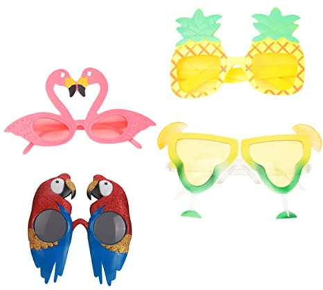 Abaodam 4pcs Tropical Party Sunglasses Flamingo Pineapple for Stylish Photo Props Lightweight Sunglasses for Men Women