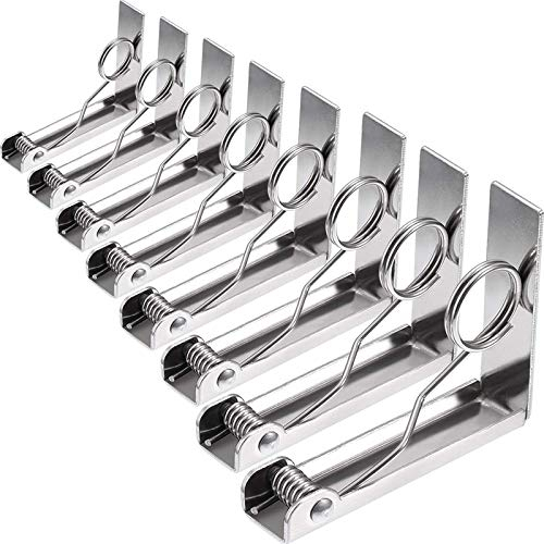KURTIK Tischtuchklammern,Tischdeckenklammern Tischdeckenclips 8 Packungen Picknick-Tischclips Flexible Edelstahl-Tisch-Tuch-Abdeckklammer-Tablecloth-Halter für Picknicks