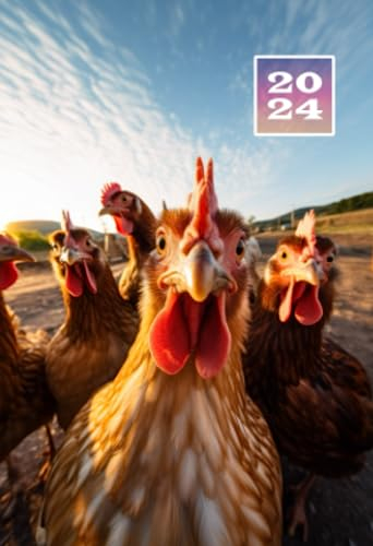 2024: A6 Wochentaschenkalender | 1 Woche auf 2 Seiten Terminplaner | Buchkalender im Mini Format | Weekly Planner Kalender | Jahresplaner Kalenderbuch ... | Agenda Planer Klein & Kompakt | Hühner