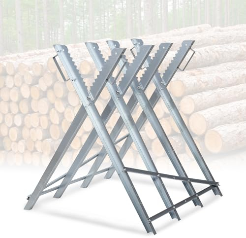 Randaco Chevalet de sciage pliable pour tronçonneuse - 81 x 80 x 80 cm - Jusqu'à 150 kg - En métal galvanisé - Pour tronçonneuse