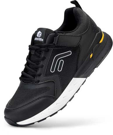 FitVille Laufschuhe Herren Extra Weit Sneaker mit Klettverschluss Atmungsaktive Walkingschuhe Bequeme Sportschuhe Fitness Jogging Schuhe,Schwarz,46.5 EU,Weit