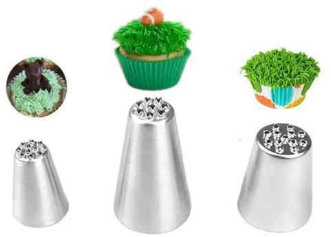 3Pc Stainless Steel Cream Decoration Mouth Small Grass Shape Cream Nozzle Baking Tools Grass Cream Icing Nozzles Pastry Decorate