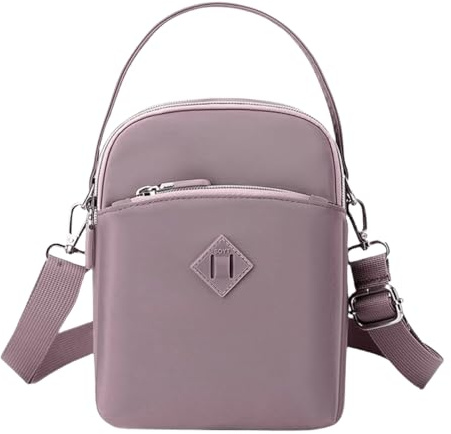 FAVORTALK Nylon Crossbody Bags for Women Waterproof - Womens Cross-body Bags Small Cellphone Multi Pocket Shoulder Bag Ladies Cross Body Handbag for Work - B19514 (Elegant Violet)