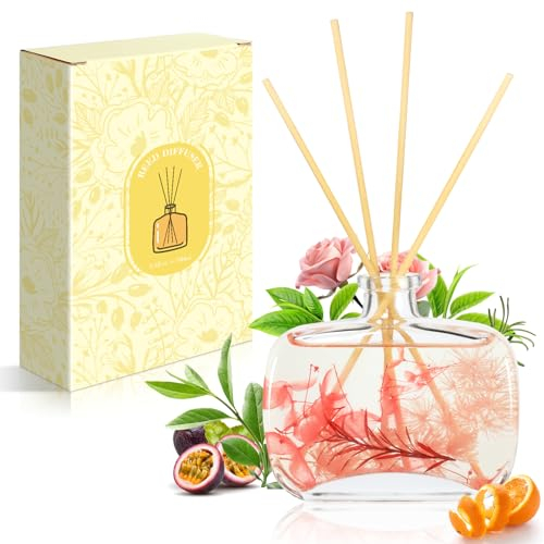 SCENTORINI Raumduft Reed Diffuser, Blumiger Raumdüfte, Duftstäbchen Raumduft, Raumerfrischer 100ML mit 6 Duftstäbchen, Room Fragrance für Räume, Bäder, Büros, Schränke, Badezimmer Regal Dekoratio