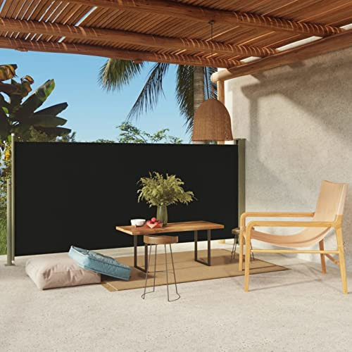 ShCuShan Seitenmarkise Ausziehbar 140x300 cm Schwarz Markise Balkon Ohne Bohren Balkon Sichtschutz