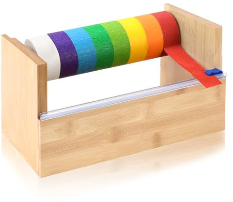 9.6 x 5.5 x 5 Wood Masking Tape Dispenser Craft Tape Dispenser Multi Roll Tape Dispenser Tape Cutter Dispenser Tape Stand Holder Tape Roll Holder for Kids Painting Kitchen Classroom Office Gifts