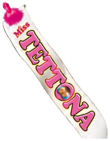 Schärpe mit Aufschrift Miss Tittona mit Erbsenapplikationen für Junggesellinnenabschied, Geburtstag, sexy 18+ Gadget für Erwachsene