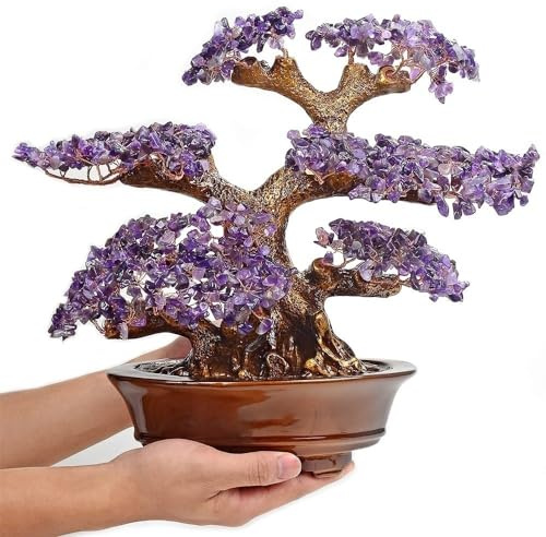 Albero Di Cristallo Di Ametista,Albero Della Vita Bonsai Arredamento For Casa E Ufficio,Albero Dei Soldi Bonsai Feng Shui For Energia Positiva E Ricchezza,1251 Conte Di Ametista,34cmx17cmx38cm