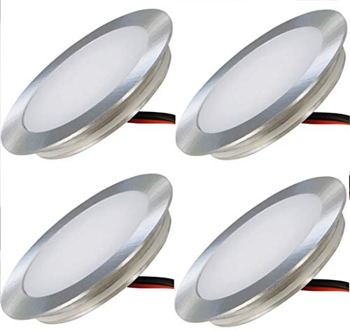 ETT Distribution GmbH 12V LED Einbaustrahler Ultra flach 4 x 0.5W Wandeinbauleuchten Tom 3000K Rund IP67 Bodeneinbauspots Trittfest Begehbar Lochausschnitt: 46mm