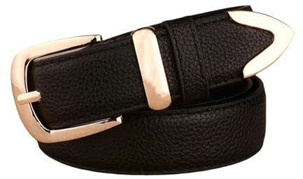 YIMAIWLX gürtel Damen Mode Frauen Ledergürtel Goldene Schnalle Beste Passende Kleidungsjeansgürtel Für Dame-schwarz-105 cm