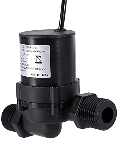 DC 12 V Solar-Wasserumwälzpumpe, Bürstenloser Motor, Wasserpumpe, 600 L/h, IP68, Wasserdichter Stecker für Solar-Warmwasserbereiter, Aquarium, Brunnen, Aquarium