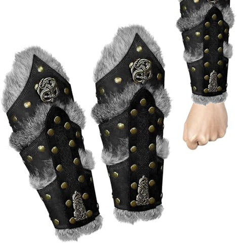 Wikinger-Armschienen,Wikinger-Armschienen für Männer,1 Paar Kunstleder-Armschützer | Mittelalterliche Wikinger-Ritter-Armschiene aus Kunstleder, Steampunk-Männer-Armstulpen, Cosplay-Kostümzubehör für
