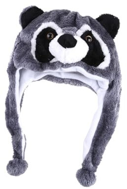 Oshhni Plüschhut, Tierhut, Cosplay-Hut, Outdoor-Bühnenauftritt, Partyzubehör, Grauer Waschbär