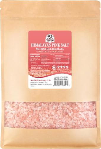 52USA Sal rosa del Himalaya, gruesa, bolsa de 5 libras, pura y natural, perfecta para molinillos, frotar y marinar
