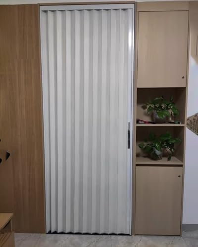Falttür mit verschließbaren Raumteilern, magnetisches Tor für Schrank-Innentüren und Küche, Thermo-Schiebetür, 124,5 x 203,2 cm, Weiß