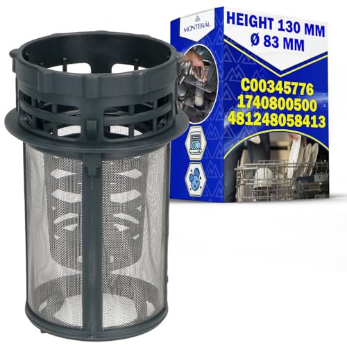 Filtre Lave Vaisselle à Tamis Ø 83 mm avec le Code Original C00345776 pour Indesit pour Ariston 1740800500 pour Beko pour Blomberg 481248058413 pour Whirlpool pour Bauknecht - MONTERAL