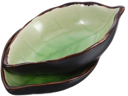 OKUMEYR Lot De 2 Repose-cuillères en Céramique De Feuille Porte-cuillère Cuisine Vert Clair Support pour Ustensiles Cuisine Décoration Moderne pour Comptoir