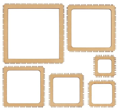 BENECREAT Webstuhl-Set aus Pappelholz in 6 Größen, quadratischer DIY-Webstuhl DIY-Webkunst Gobelin-Webstuhl zum Aufhängen von Dekor, gewebter Wandteppich, Strickhandwerk, 4,5 mm dick