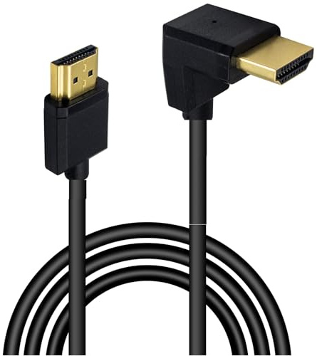 TECHZOCO Cable HDMI 4K 270 grados 2.0, Cable hdmi alta velocidad, 4K Ultra HD 2160p (30 Hz), Cable contactos dorados, Compatible PC, PS4, PS5, Xbox, Smart TV, Negro, 1 Metros
