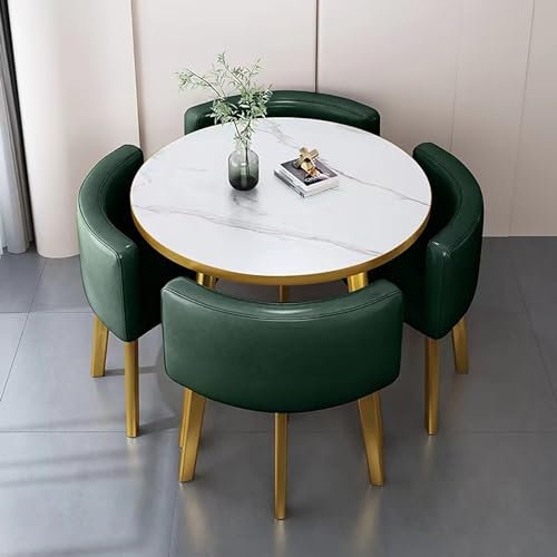 Rundes Konferenztisch- und Stuhl-Set, 5-teilig, rund, für Küche/Esszimmer, inklusive 1 Tisch und 4 Stühlen, ideal für Frühstücksbar, 80 x 75 cm (B x H)